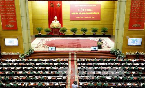ນາຍົກລັດຖະມົນຕີຫງວຽນຊວນຟຸກເຂົ້າຮ່ວມກອງປະຊຸມການທະຫານແລະການເມືອງທົ່ວກອງທັບ6ເດືອນຕົ້ນປີ
